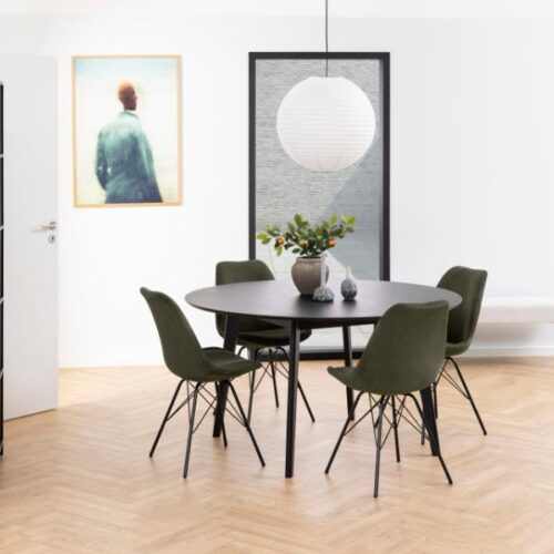 Eris Spisebordsstol Olivengrøn Stof Stel Sort