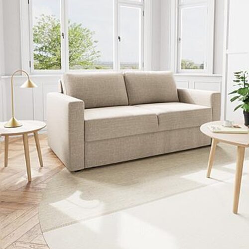 Fleury Sovesofa Beige Stof Armlæn Foldbar