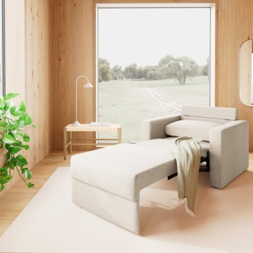 Fleury Sovesofa Beige Stof Armlæn Stel