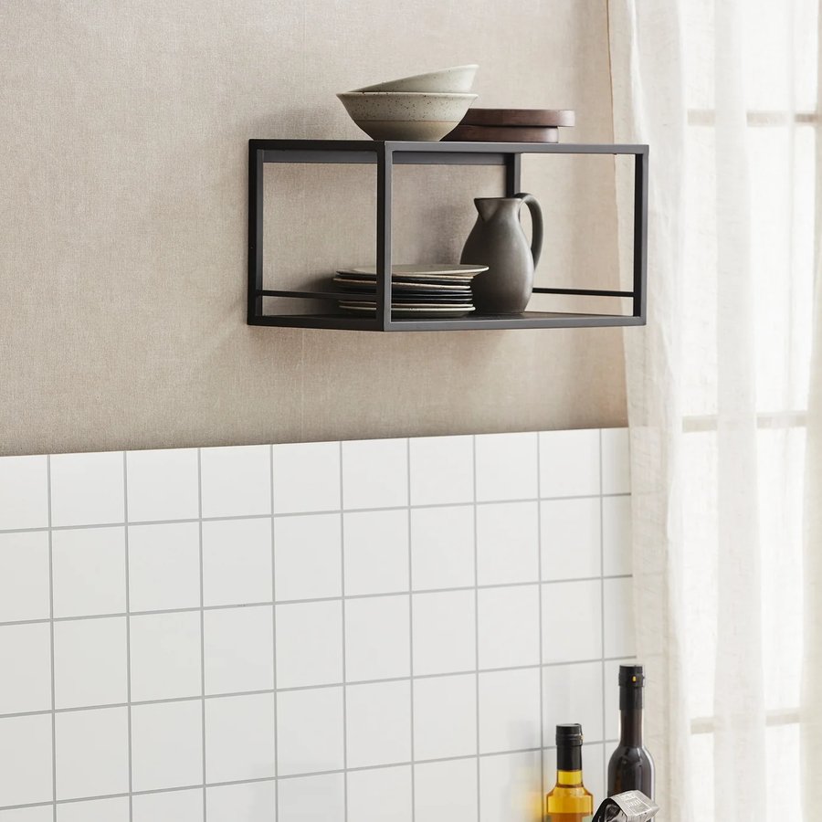 FLINT Hylde i Sort Metal med Hylder i Sortlakeret Fyrretræ fra Nordal | 40x20x21 cm hos uniquebeds, home & living - Billede 4