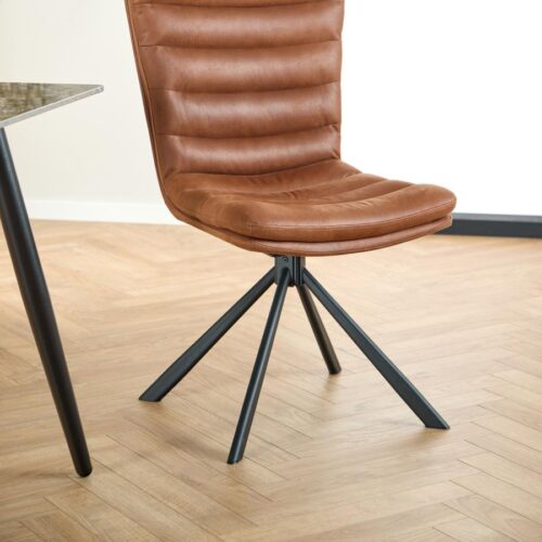 Grafton Spisebordsstol Cognac Stof Drejefunktion Horisontal