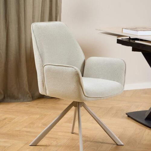 Graham Spisebordsstol Beige Stof Armlæn Drejefunktion