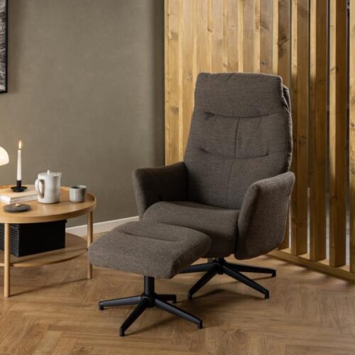 London Recliner Fodskammel Taupe Stof Stel