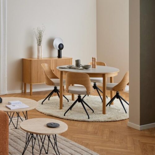 Lucy Spisebordsstol Beige Stof Drejefunktion Stel