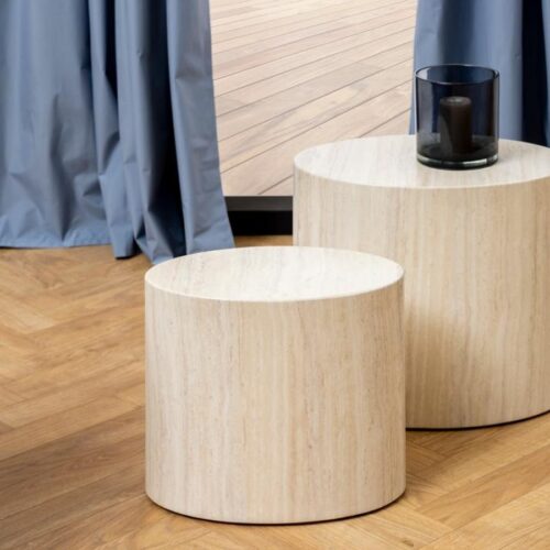 Mice Oval Sofabordssæt Travertin Papir Actona