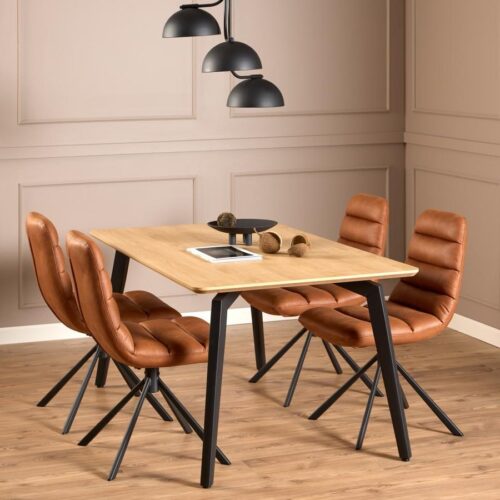 Milford Spisebordsstol Cognac Stof Drejefunktion Stel