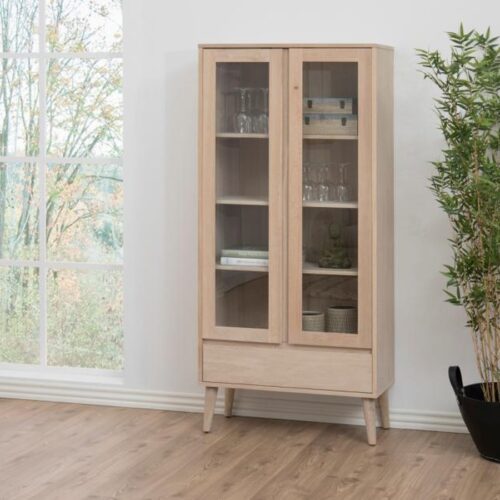 Nagano Vitrine Hvidpigmenteret Egetræ Klar Glas