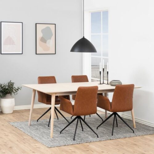 Naya Spisebordsstol Cognac Pu Retro Armlæn