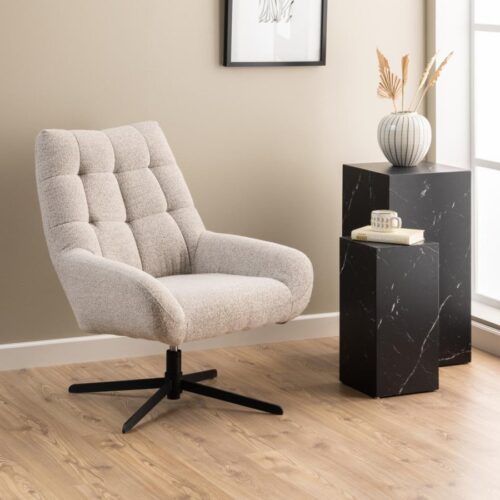 Paris Hvilestol Beige Stof Drejefunktion Stel