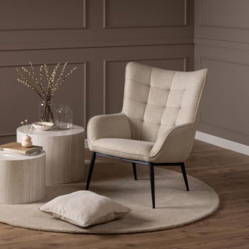 Redding Hvilestol Beige Stof Tuftinger Firkantede