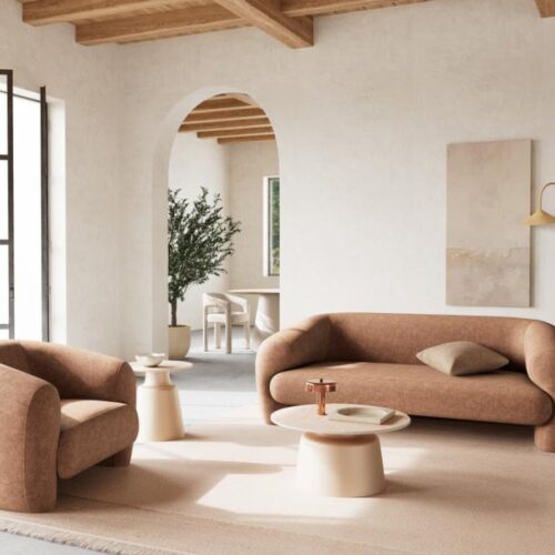 Santorini Sofabord Lys Beige Keramik Stel