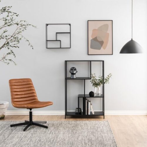 Seaford Reol Sort Ask Melamin Asymmetrisk