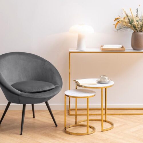 Alisma Indskudsbord Hvid Marmorlook Glas Stel