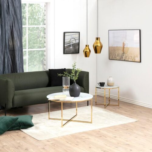 Alisma Sofabord Hvid Glas Stel Gylden