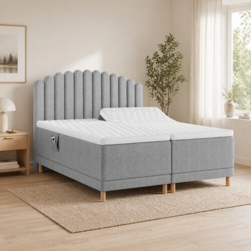 Luxury Diamant 49cm Elevationsseng med Hæftet Betræk & Vendbare 7 zoners Deluxe Pocketfjedre + 7cm Naturlatex eller Memoryskums Topmadras fra Nature | Flere Farver & 3 Fastheder - Billede 2