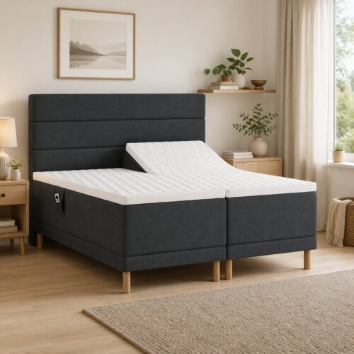 Superior Diamant 46cm Dobbelt Fjedret Elevationsseng med Hæftet Betræk & 7 zoners Deluxe Pocketfjedre + 7cm Naturlatex eller Memoryskums Topmadras fra Nature | Flere Farver & 3 Fastheder - Billede 2