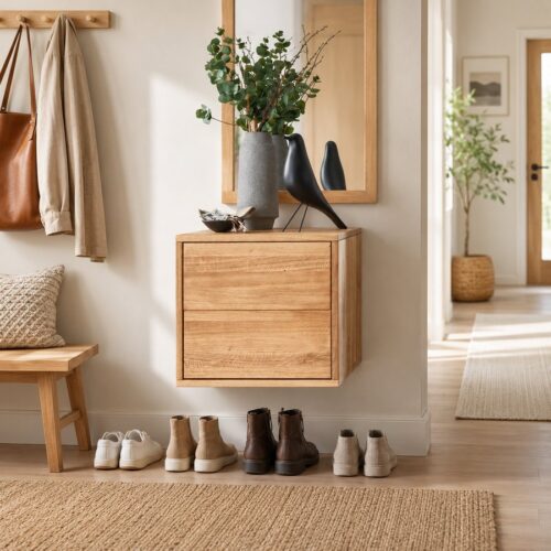 København Snedker Entremøbel med 2 Skuffer i Massiv Egetræ og Naturolie fra Raw Furniture | H42,7xB45,7xD42 cm - Billede 1