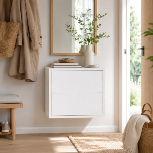 København Snedker Entremøbel med 2 Skuffer i Massiv Fyrretræ i Hvid Lak fra Raw Furniture | H42,7xB45,7xD42 cm - Billede 1