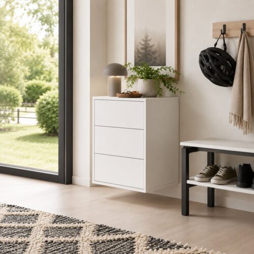 København Snedker Entremøbel med Skuffer i Massiv Fyrtræ I Hvid Lak fra Raw Furniture | H61xB45,7xD42 cm - Billede 1