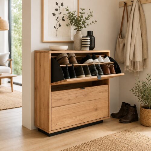 Odense Snedker Skoskab med 2 Rum i Massiv bøgetræ og Naturolie fra Raw Furniture | H81xB89,5xD33 cm - Billede 1
